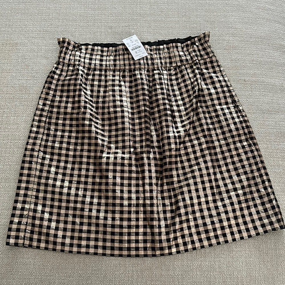 JCrew Factory metallic plaid skirt